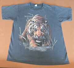 Vintage Tiger Animal Nature Art Big Cat Country St Louis Zoo Single Stitch USA M
