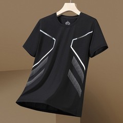 Short Sleeve O Neck T Shirt for Men Ice Silk Fabric Quick Dry and Breathable