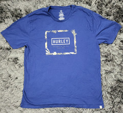 Hurley Shirt Mens Large Blue Tropical Logo Graphic Tee Tagless Crewneck Surf