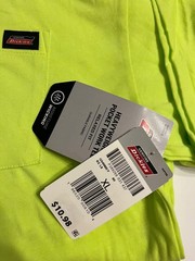 2 Brand New w/ Tags Dickies Fluorescent Yellow XL & L Pocket T-Shirt (1 of each)
