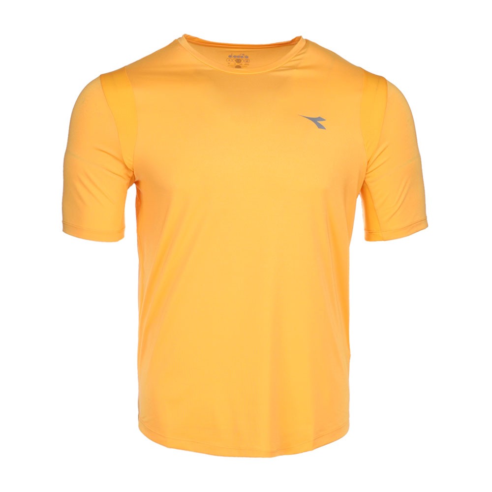 diadora Tech Run Crew Co Crew Neck Short Sleeve Athletic T-Shirt Mens Orange Cas