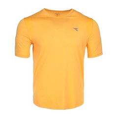 diadora Tech Run Crew Co Crew Neck Short Sleeve Athletic T-Shirt Mens Orange Cas