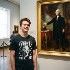 Mens If You Ain’t First You’re Last T Shirt Funny President George Washington