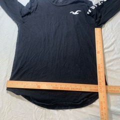 Hollister Long Sleeve Graphic Tee with Sleeve Logo, Navy Blue, Size Large