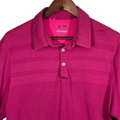 Adidas Climacool Active Collared Shirt Men Size L Fuchsia Pink Short Sleeve