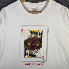 Vintage Funny Quote Shirt Mens XL White 90s King Of Farts Card Deck Parody USA