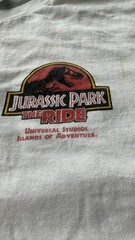 Vintage 90s Rare Jurassic Park Ride BARELY SURVIVED Universal Studios T-shirt XL