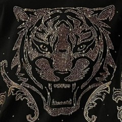 New Fashion Tiger Trend Rhinestone Summer Short Sleeve Luxury Black Men T-Shirt