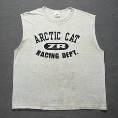 Vintage Arctic Cat Shirt Mens XL Gray ZR Snowmobile Thrashed Smoked Distressed
