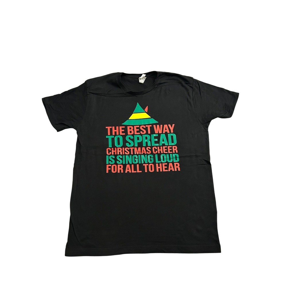 LAT Apparel Elf Movie Quote Graphic T-Shirt Mens Large Black Excellent Festive