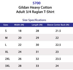 Gildan – Heavy Cotton Raglan Three-Quarter Sleeve T-Shirt – 5700 Sport Grey/ Red