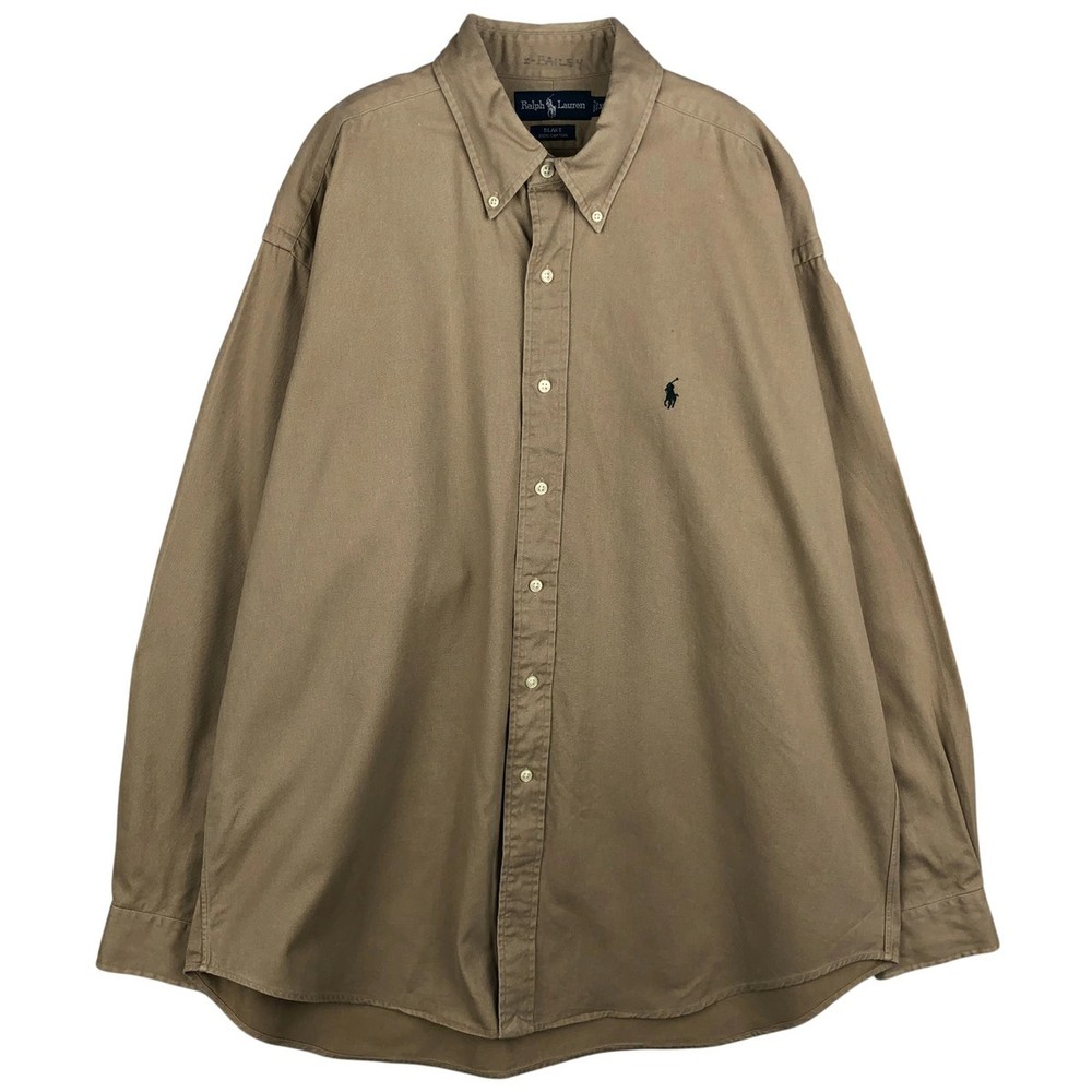 Ralph Lauren BLAKE Men’s XL Long Sleeve Button Down Cotton Shirt Beige Japan