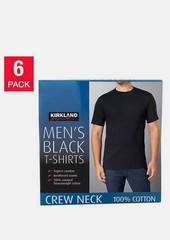 NEW 6 pack of Kirkland T Shirts men’s BLACK Crew Neck 100% Cotton Tees PICK SIZE