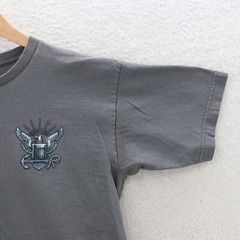U.S. Navy T Shirt Mens Medium Gray Double Sided Military America Eagle Patriotic