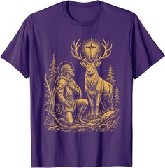 St. Hubert and the Stag Christian Hunter Vision Art T-Shirt