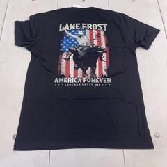 Lane Frost Shirt Mens Large Black America Forever Bull Rider Graphic Tee