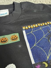 Vintage 90s Halloween Shirt Mens One Size Hand Painted India Ink Single Stitch