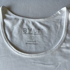 BYLT T-Shirt Men’s Large White Premium Basics Crew Neck Lightweight Stretch