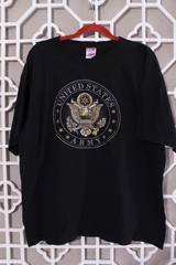 Army Shirt Mens XL Black Gold Casual Graphic USA Logo Cotton Outdoor Bayside Men