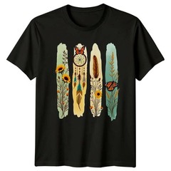 Boho Nature Butterfly T-Shirt Sunflower Dreamcatcher Graphic Tee Women Men