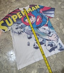 Vintage DC Comics White Superman T Shirt Medium Big Graphic Front Hit Crew Neck