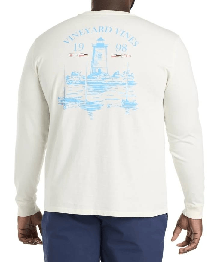 Vineyard Vines T Shirt Mens 4XB Long Sleeve Pocket Light House Nautical Preppy B