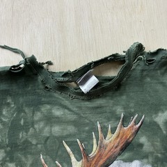 Y2K Distressed Moose Nature Wildlife Shirt Mens Medium Green Outdoor Tee T-Shirt