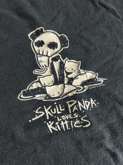 Vintage 2004 Sam Logan Skull Panda Loves Kitties Shirt Size XL Sam & Fuzzy