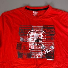 AND1 T-Shirt Basketball Boombox Streetwear Mens XL Red Graphic Sporty Tee *Wear*