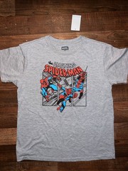 Marvel The Amazing Spider-Man Gray Short Sleeve Tee with Red and Blue Graphics
