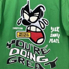 First Row Shirt Mens Green Lg spring break Double sided Streetwear Y2K Varsity