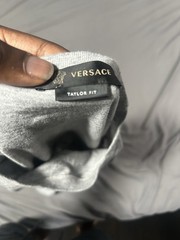 VERSACE Gray Taylor Fit T-Shirt White Logo Size M