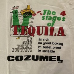 VTG Cozumel Mens White T Shirt The 4 Stages Of TEQUILA XL Fits Smaller