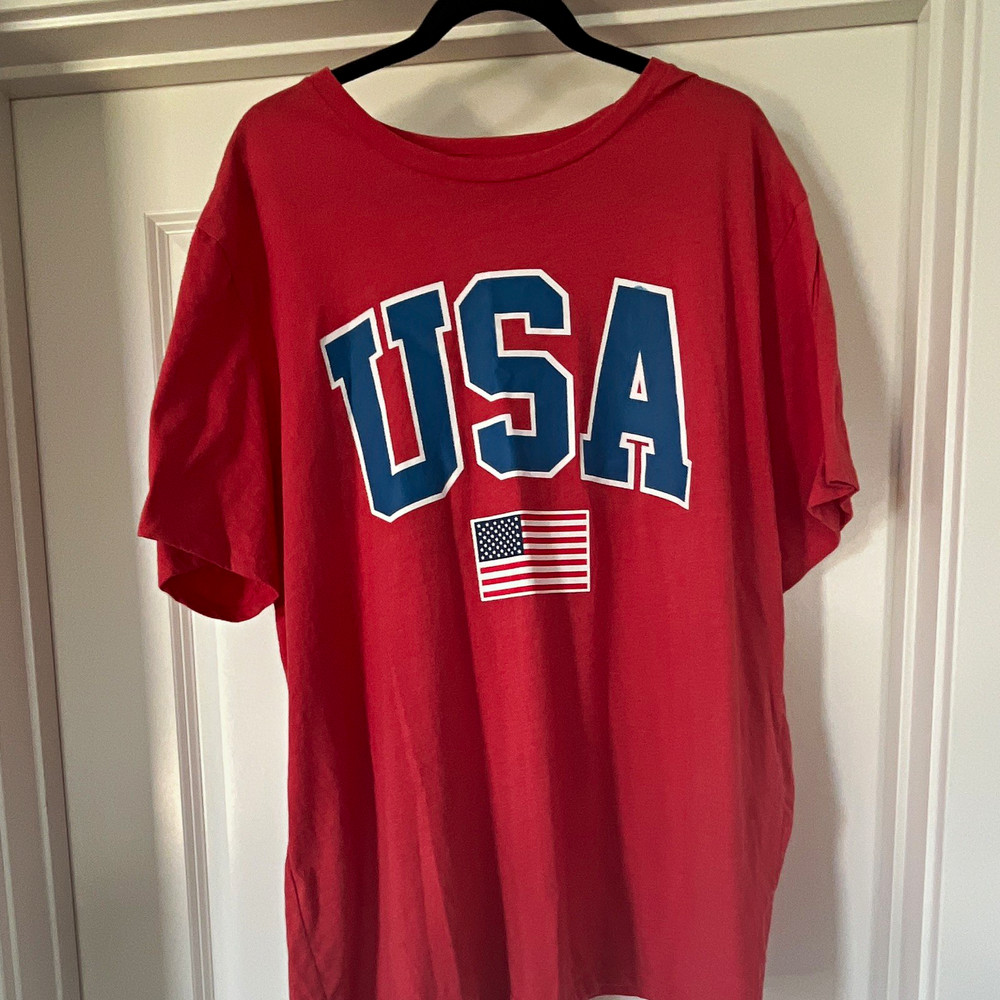 Mad Engine Red USA Patriotic Graphic T-Shirt Crew Neck Short Sleeve 2X