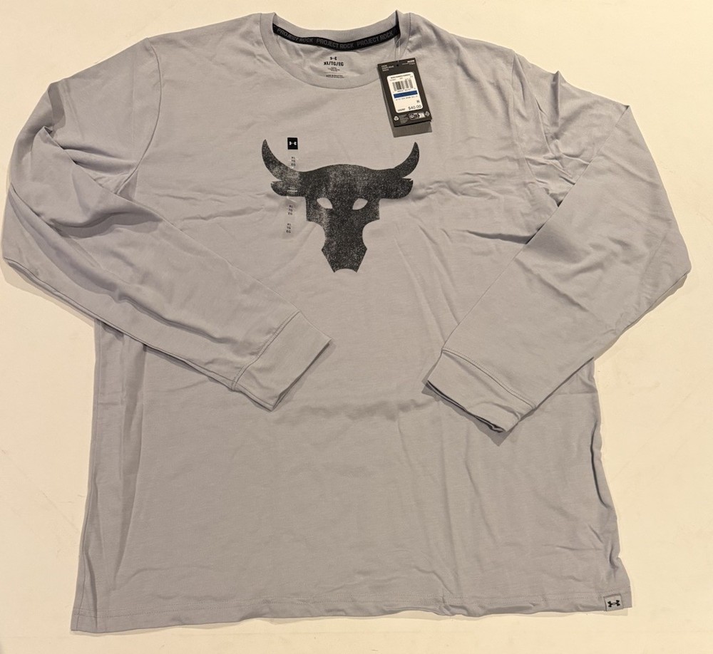 Under Armour Project Rock Brahma Bull WWE The Rock Long-sleeve Shirt Mens XL Gry