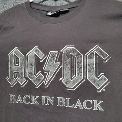 AC DC Back in Black Long Sleeve Shirt Gray Spellout Medium Rock Band Arm Graphic