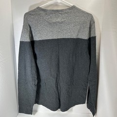 Lucky Brand Men’s Medium Henley Shirt Long Sleeve Gray Two-Tone 1/4 Button