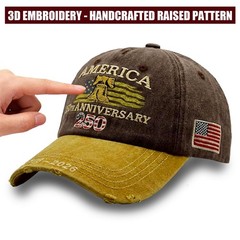 250th US 1776-2026 Anniversary Cap, Embroidered Adjustable Patriotic Baseball…