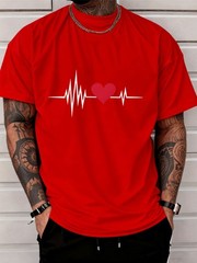 Men’S Casual Graphic Tee Classic Crew Neck Design Trendy Street Style T-shirt♮