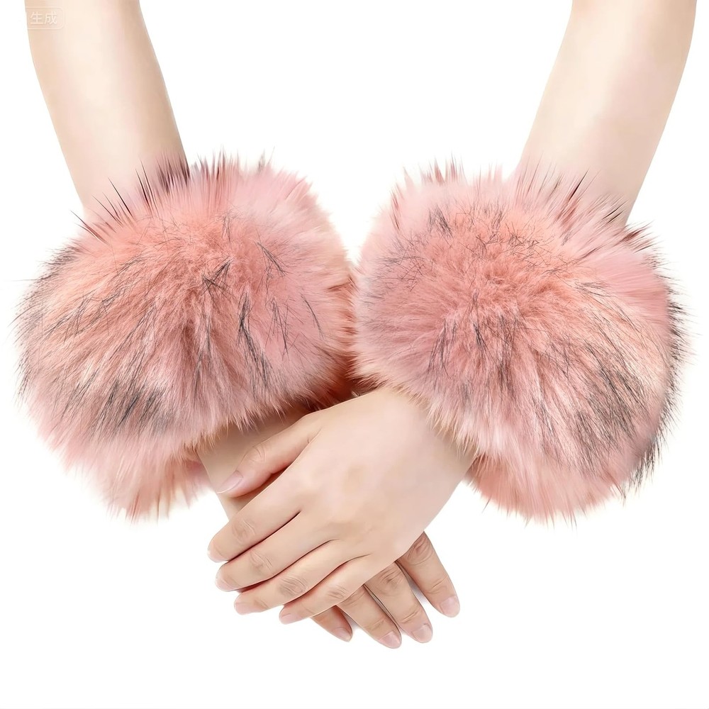 Faux Fur Wrist Cuffs Winter Short Furry Arm Warmer Fluffy Band Ankle Warmer