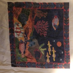 Thick cotton 90s long sleeve fish graphic shirt with an almost mock next detail
