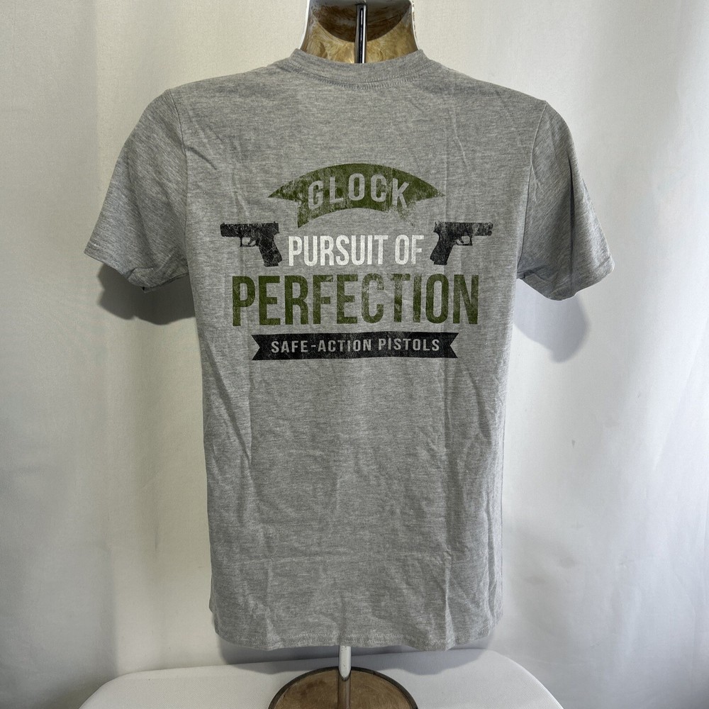 Glock Perfection T-Shirt Gray Cotton Short Sleeve Small Cotton Blend