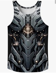 Men’s 3D Print Tank Top, Beach Sport T-shirt, Summer Top Size M
