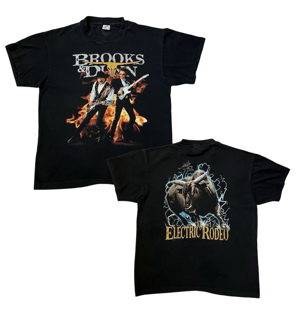 Vtg Brooks & Dunn Electric Rodeo Single Stitch T-Shirt Size XL Double Graphics
