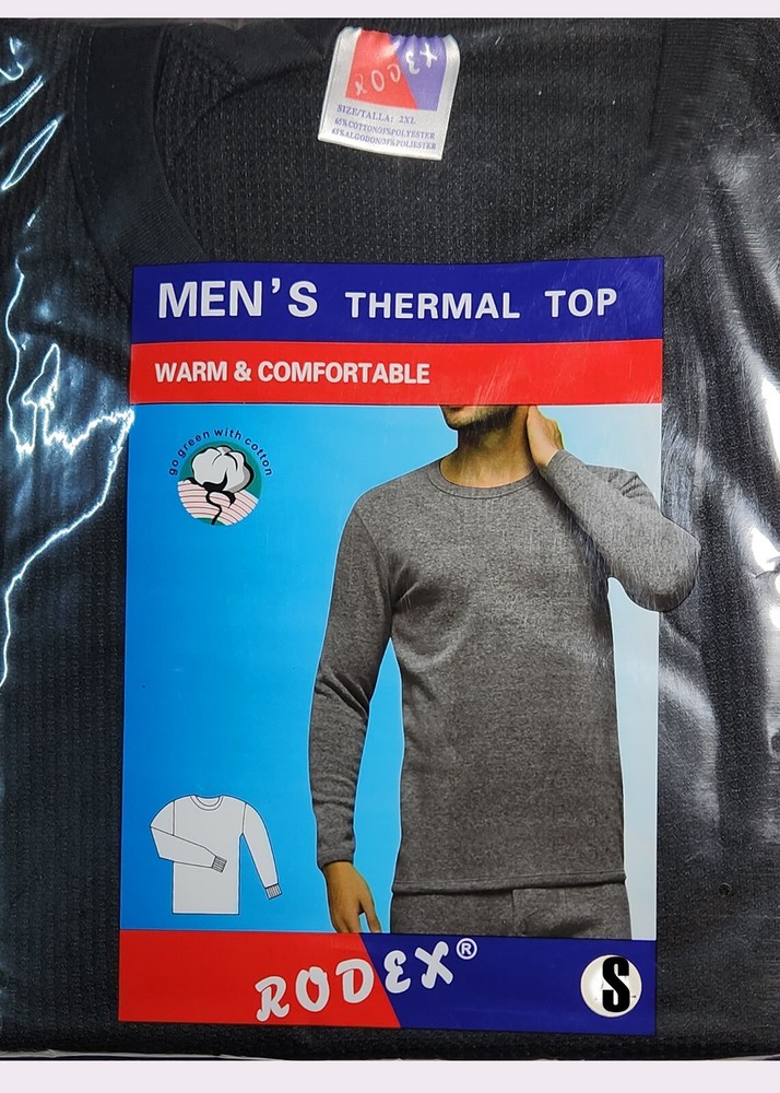 RODEX Man’s Thermal Top Size Small , 65% Cotton, 35%polyester Black Color