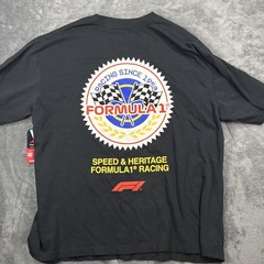 PacSun Mens XL Formula 1 F1 T-Shirt Black Grand Prix Racing Short Sleeve