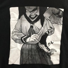 Mako Graphic Print Tee T-Shirt Mens L Black Cotton Short Sleeve Crew Neck Casual
