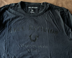 TRUE RELIGION Black w/ Red Floral Print LS “Crafted With Pride” Shirt T-Shirt L