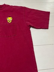 VINTAGE ACME LOONEY TUNES BURGANDY GRAPHIC POCKET T-SHIRT TWEETY BIRD SIZE L
