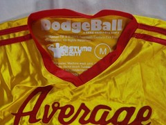 Dodgeball Average Joe’s Sewn Logo Jersey Shirt Mens M Yellow Red Costume Agent